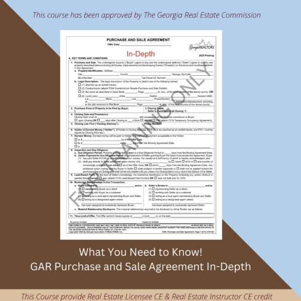 F201 GAR Purchase And Sale Agreement Form In-Depth